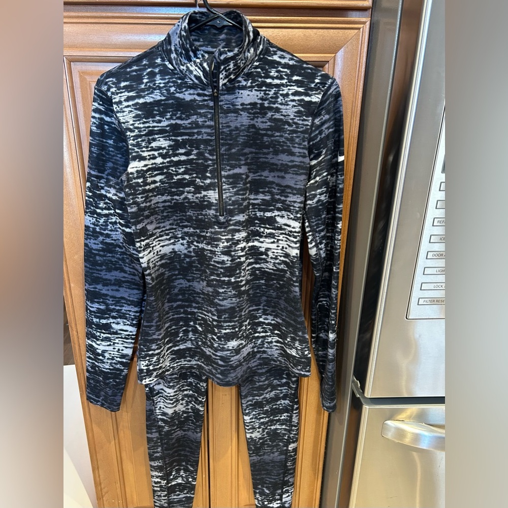 Nike Pro Black White Patterned Jacket & Leggings Set Size M